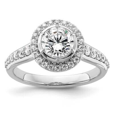 True Origin White Gold 3/8 Carat Diamond Vs/Si D E F Semi Mount Round Fancy Halo Engagement Ring RM…