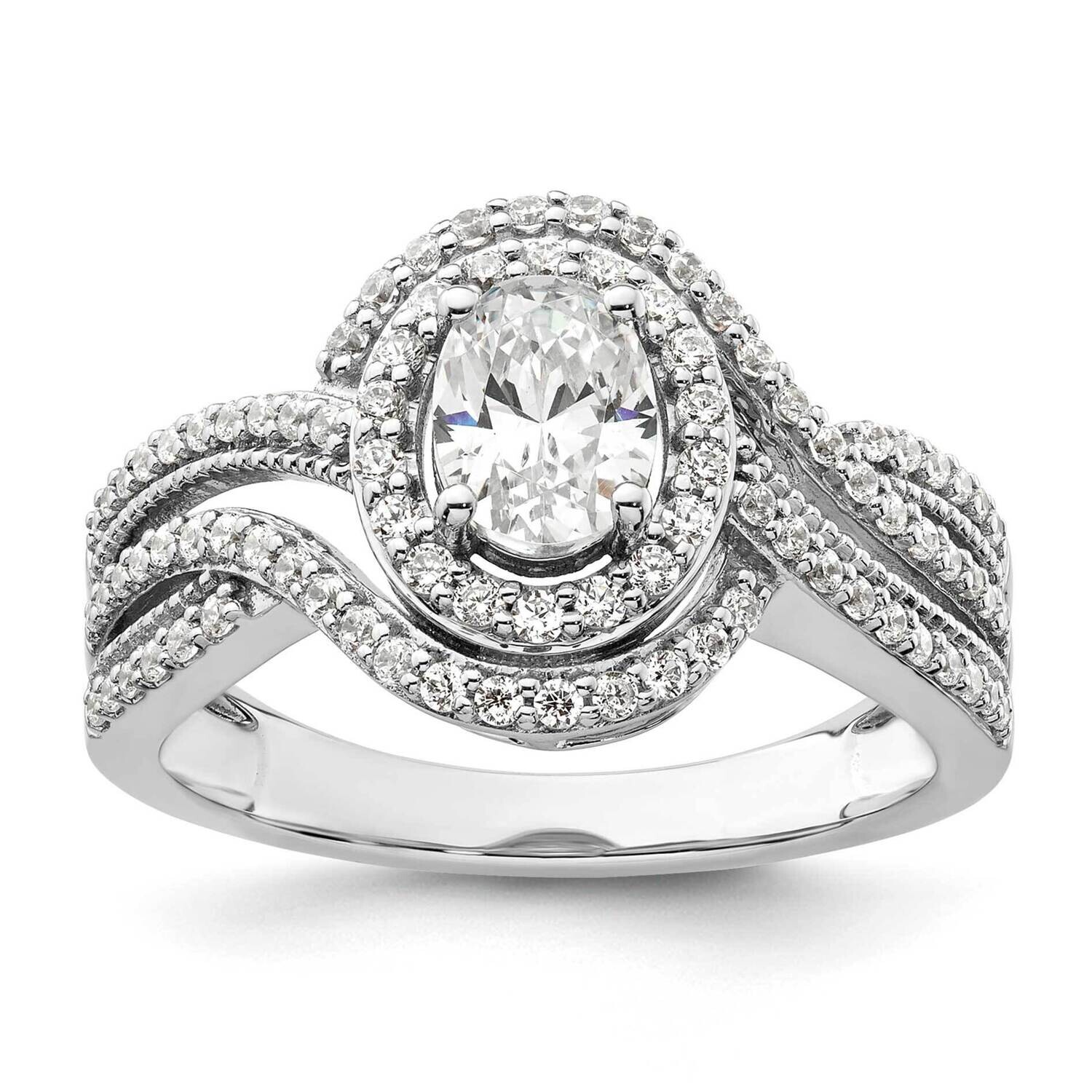 Diamond Oval Halo Semi-Mout Engagement Ring 14k White Gold RM9441E-050-WAA