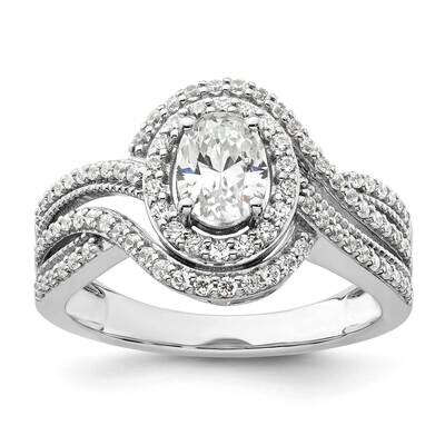 Diamond Oval Halo Semi-Mout Engagement Ring 14k White Gold RM9441E-050-WAA, MPN: RM9441E-050-WAA,