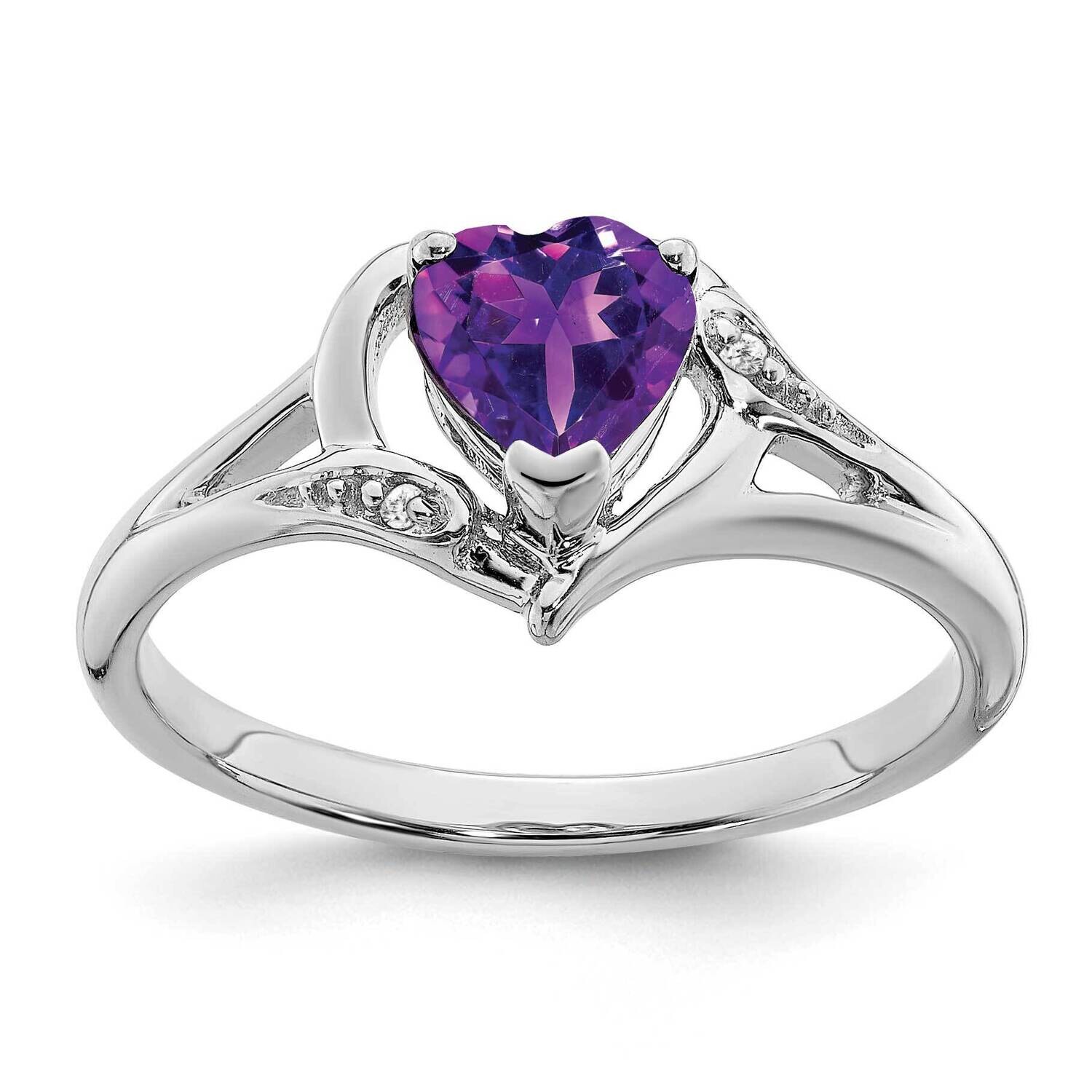 Amethyst Diamond Heart Ring 14k White Gold RM7153-AM-001-WA, MPN: RM7153-AM-001-WA, 191101818141