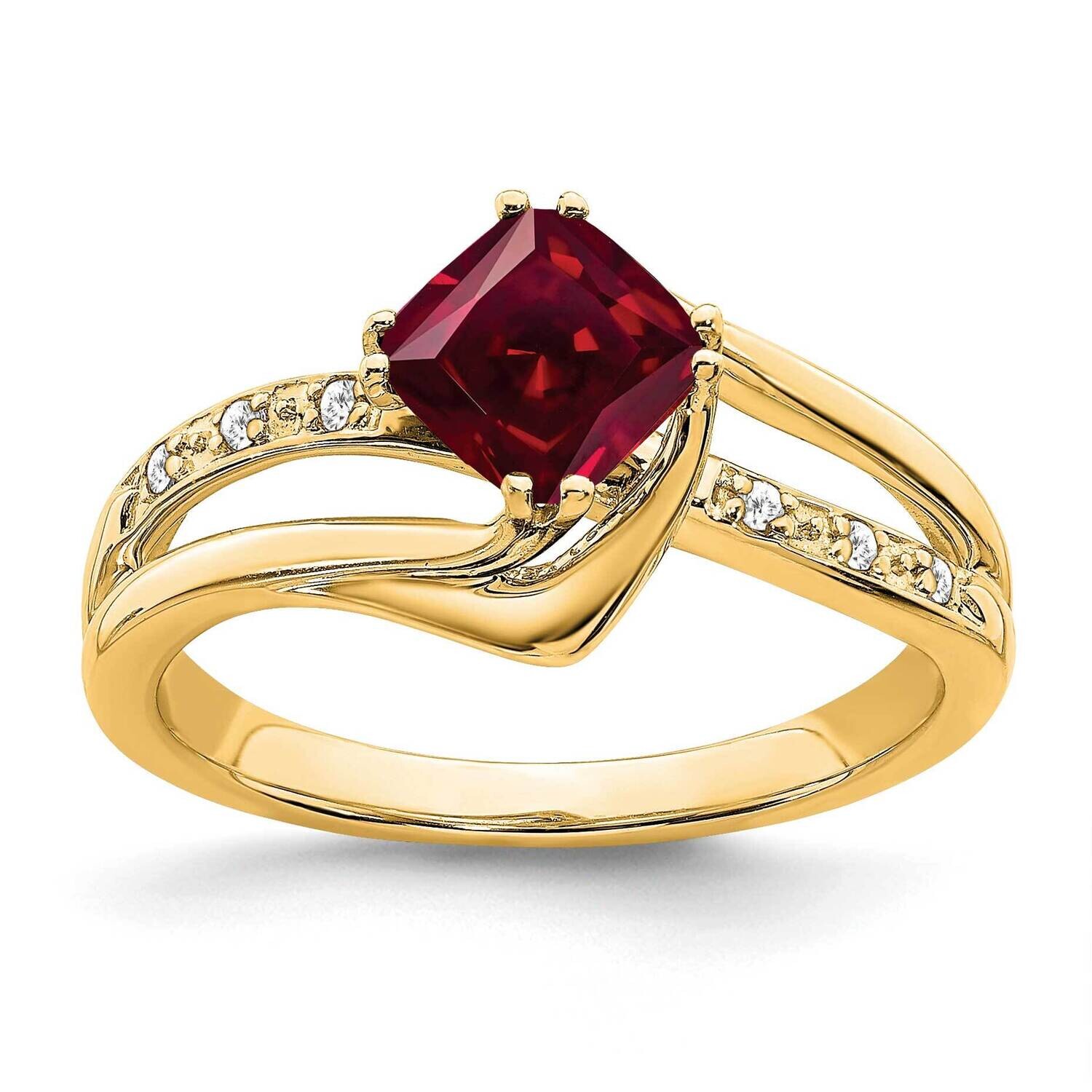 Created Ruby Diamond Ring 14k Gold RM7116-RU-004-YA