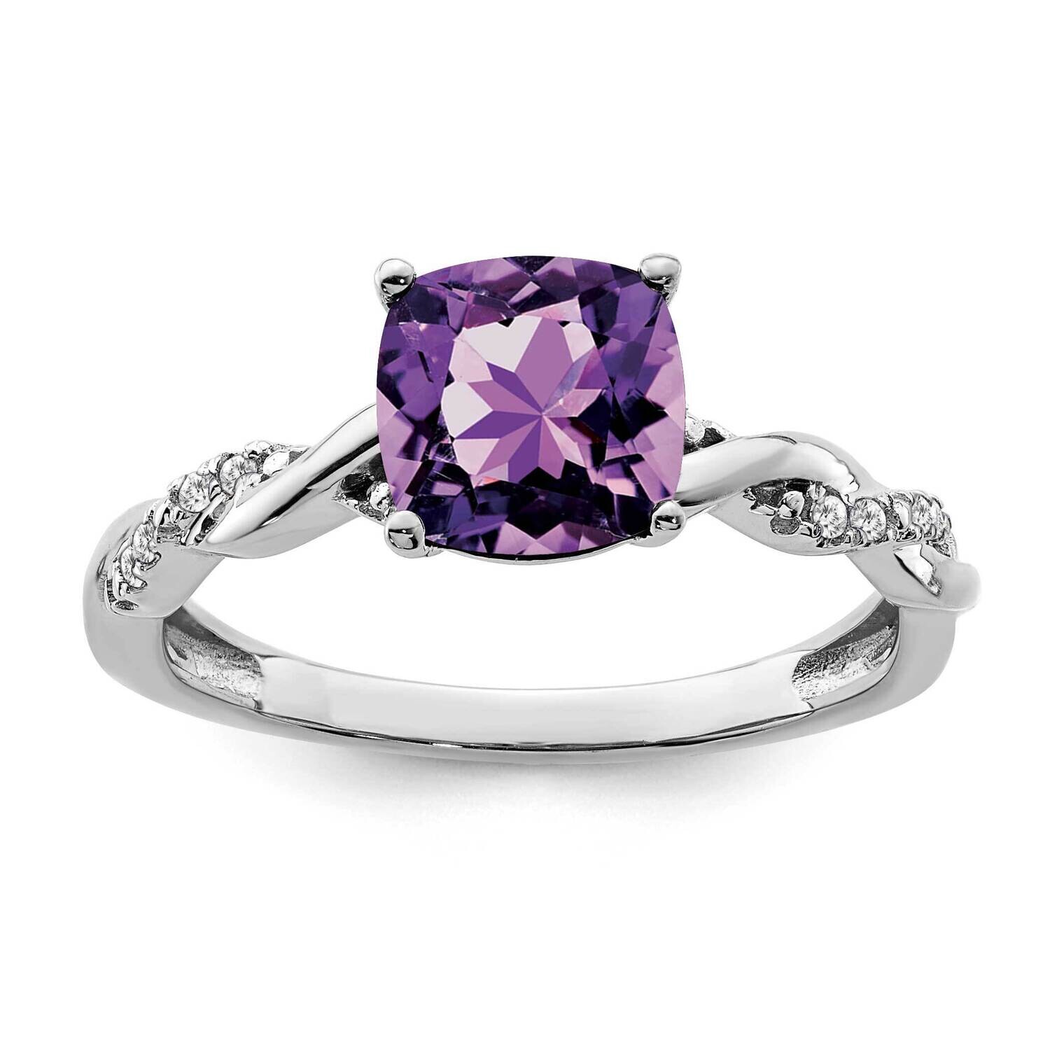 Amethyst Diamond Ring Sterling Silver Rhodium-Plated RM6004-AM-005-SSA, MPN: RM6004-AM-005-SSA,