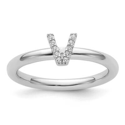 Stackable Diamond Initial V Ring 14k White Gold SK2112VW, MPN: SK2112VW,