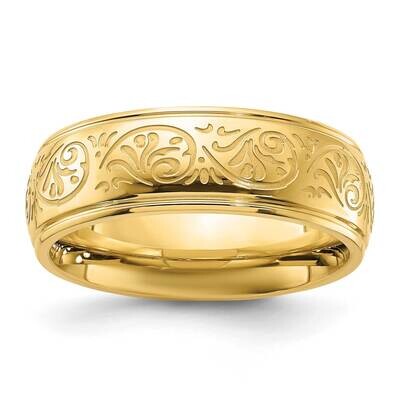 Chisel Polished Yellow Ip-Plated Etched Design Ridged Edge 7.5mm Band Stainless Steel SR680Y by Chi…