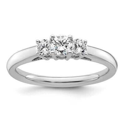 3-Stone Holds 1/4 Carat 4.1mm Round Center 2-3.2mm Round Sides Engagement Ring Mounting 14k White G…