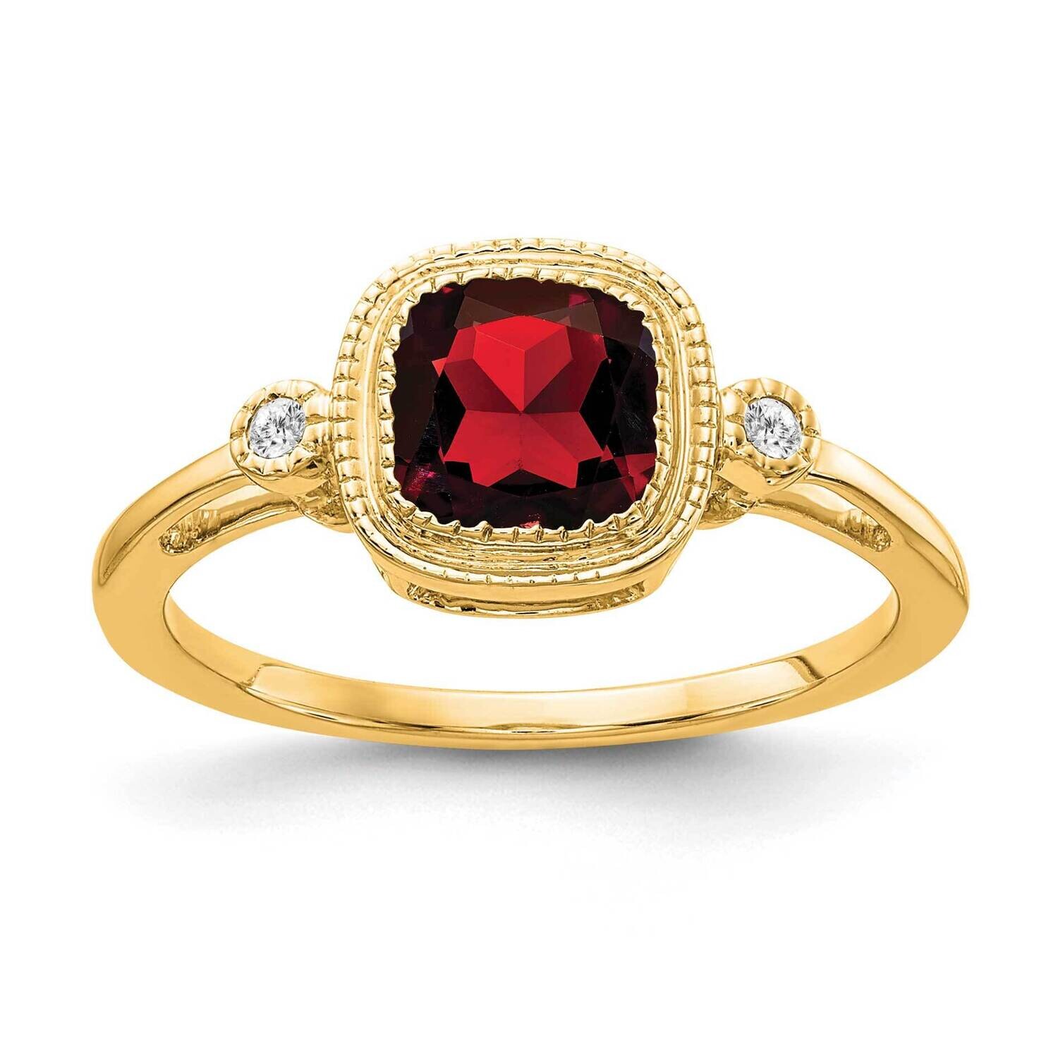 Cushion Garnet Diamond Ring 14k Gold RM3665-GA-003-YA