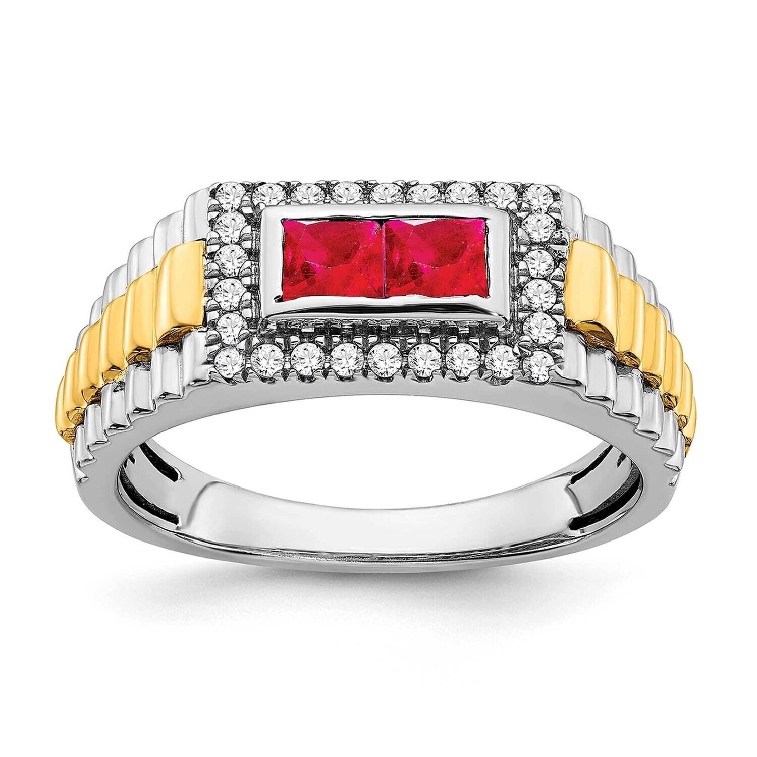Ruby Diamond Mens Ring 14k Two-Tone Gold RM3681-RU-025-WYA