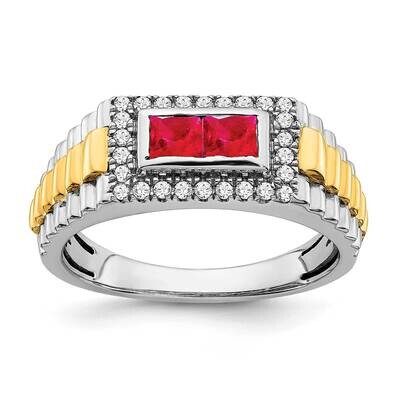 Ruby Diamond Mens Ring 14k Two-Tone Gold RM3681-RU-025-WYA, MPN: RM3681-RU-025-WYA,