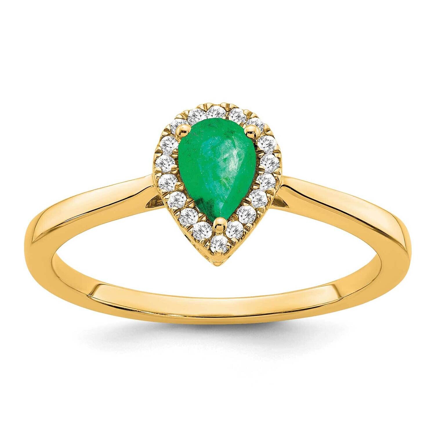 Pear Emerald Diamond Halo Ring 14k Gold RM7237-EM-009-YA, MPN: RM7237-EM-009-YA, 191101825644