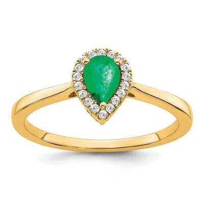 Pear Emerald Diamond Halo Ring 14k Gold RM7237-EM-009-YA, MPN: RM7237-EM-009-YA, 191101825644