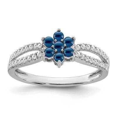 Sapphire Diamond Floral Ring 14k White Gold RM7199-SA-020-WA, MPN: RM7199-SA-020-WA, 191101822612