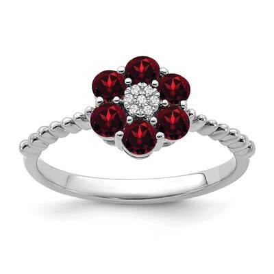 Garnet Diamond Floral Ring 14k White Gold RM7191-GA-003-WA, MPN: RM7191-GA-003-WA, 191101822049