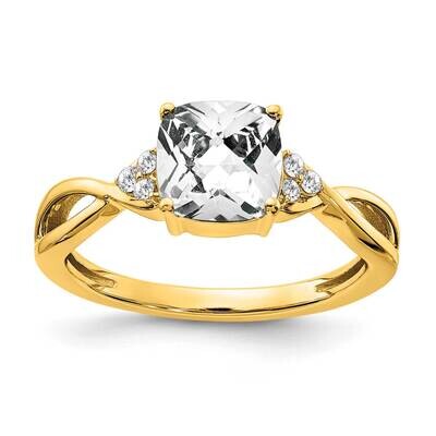 Checkerboard White Topaz Diamond Ring 14k Gold RM4393-WT-006-YA, MPN: RM4393-WT-006-YA,