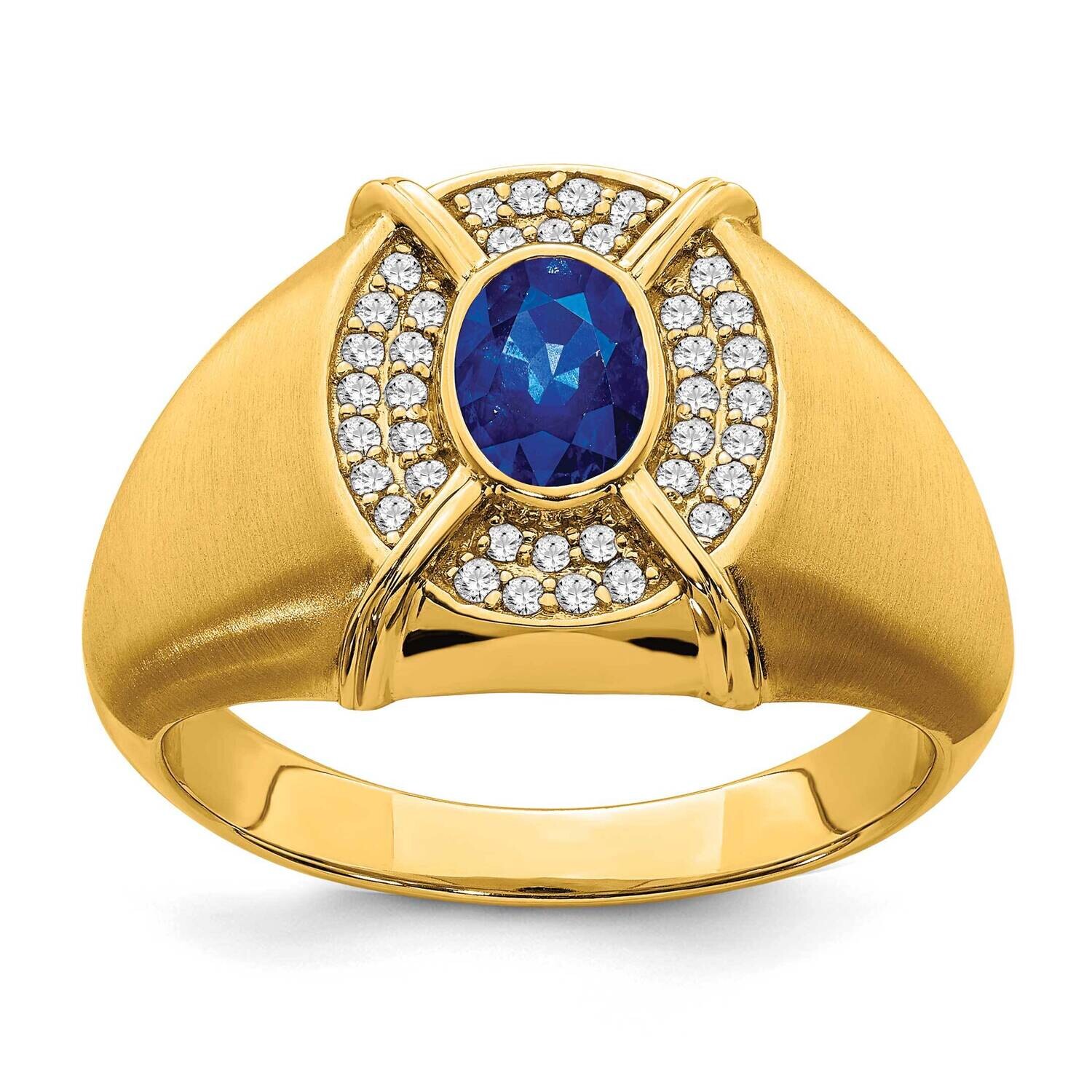 Sapphire Diamond Mens Ring 14k Gold RM6660-SA-022-YA, MPN: RM6660-SA-022-YA,