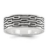 Oxidized Patterned Men&#39;s BRing Sterling Silver Polished QR7628 by Men&#39;s Jewelry and Accessories, MP…