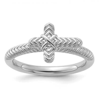 Stackable Expressions Rhodium-Plated Textured Cross Ring Sterling Silver QSK2199, MPN: QSK2199, 883…