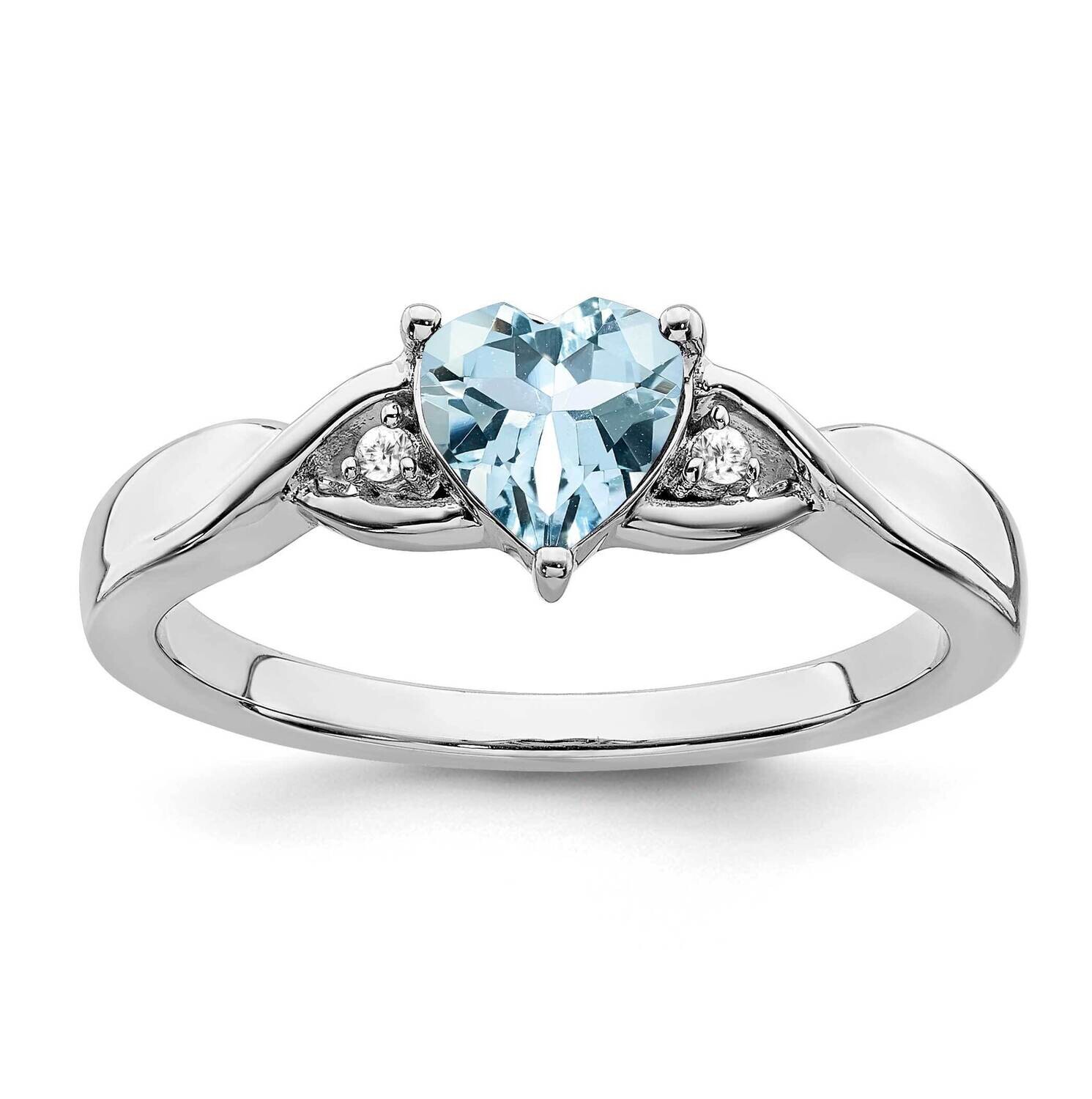 Aquamarine Diamond Ring Sterling Silver Rhodium-Plated RM7413-AQ-002-SSA, MPN: RM7413-AQ-002-SSA,