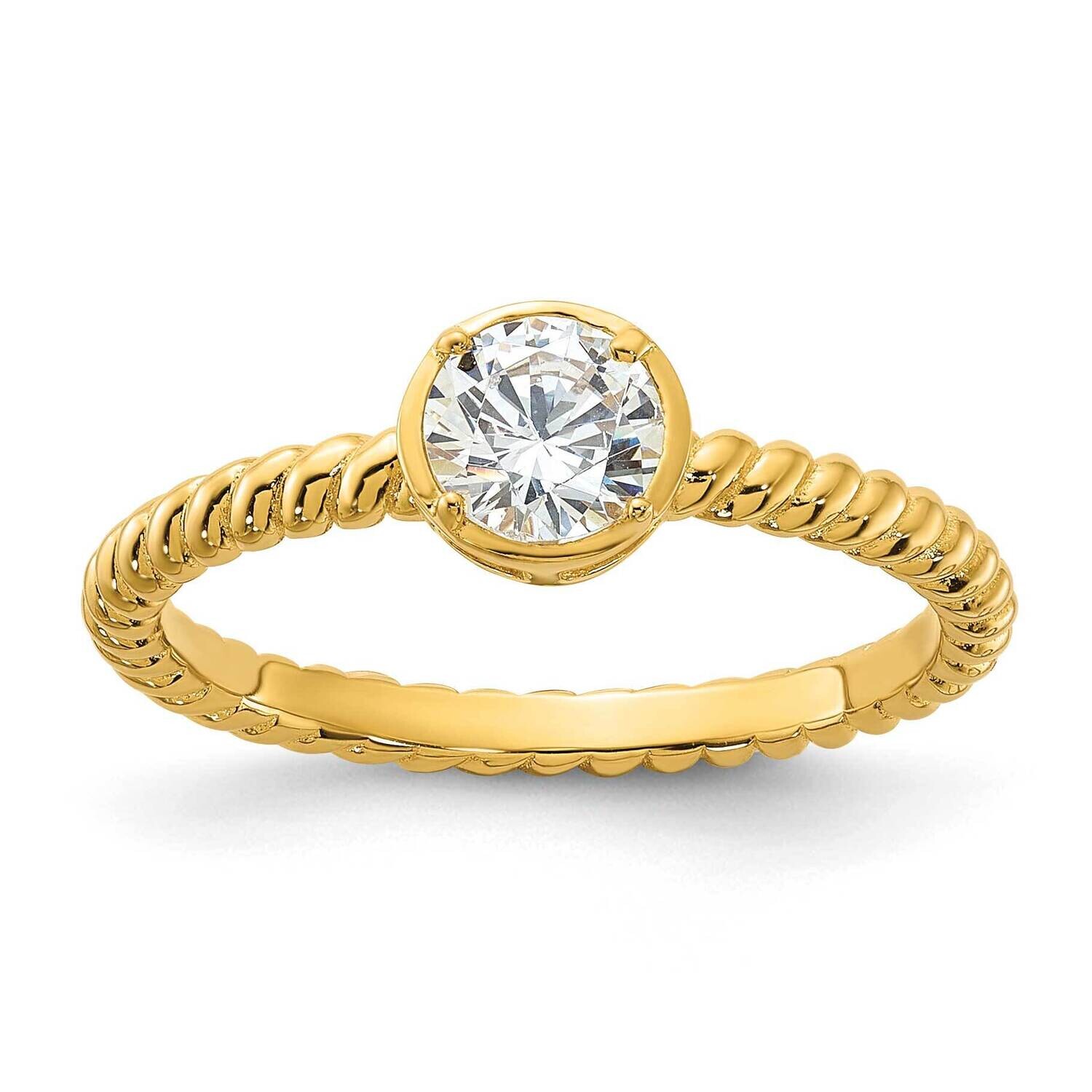 Gold-Tone CZ Twisted Ring Sterling Silver QR7583GP, MPN: QR7583GP,