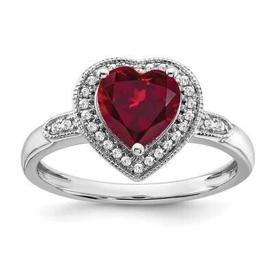 Heart Created Ruby Diamond Halo Ring 14k White Gold RM4398-RU-012-WA, MPN: RM4398-RU-012-WA, 886774…