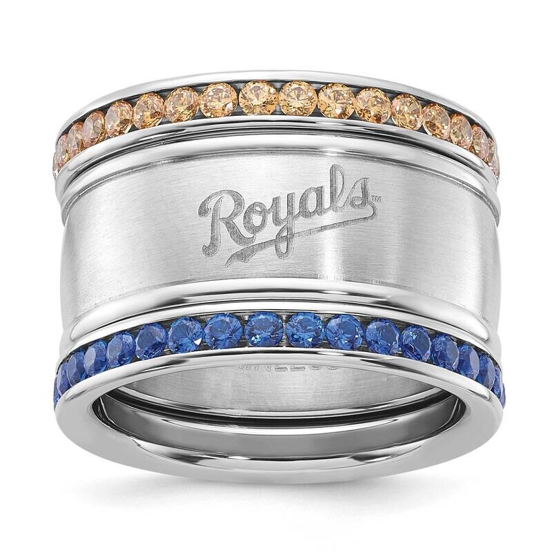 Mlb Kansas City Royals Crystal Triple Stacked Ring Set Stainless Steel ROY035CR-SZ9