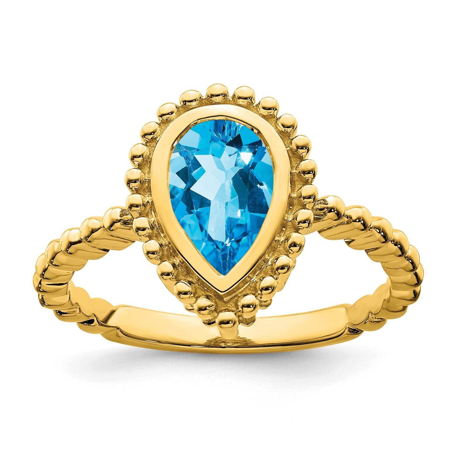 Pear Blue Topaz Ring 14k Gold RM7203-BT-Y, MPN: RM7203-BT-Y, 191101823930