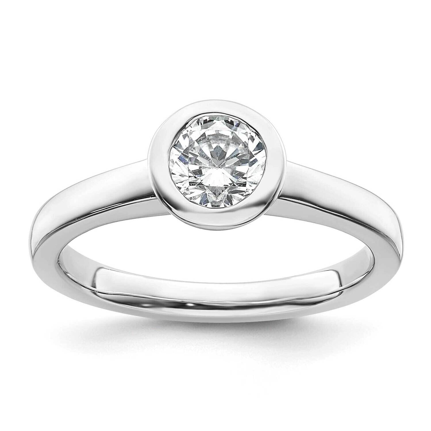 3/4 Carat 5.80 mm Bezel Round Solitaire Engagement Ring Mounting 14k White Gold RM1952E-075-CWAA, M…