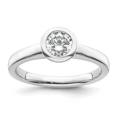 3/4 Carat 5.80 mm Bezel Round Solitaire Engagement Ring Mounting 14k White Gold RM1952E-075-CWAA, M…