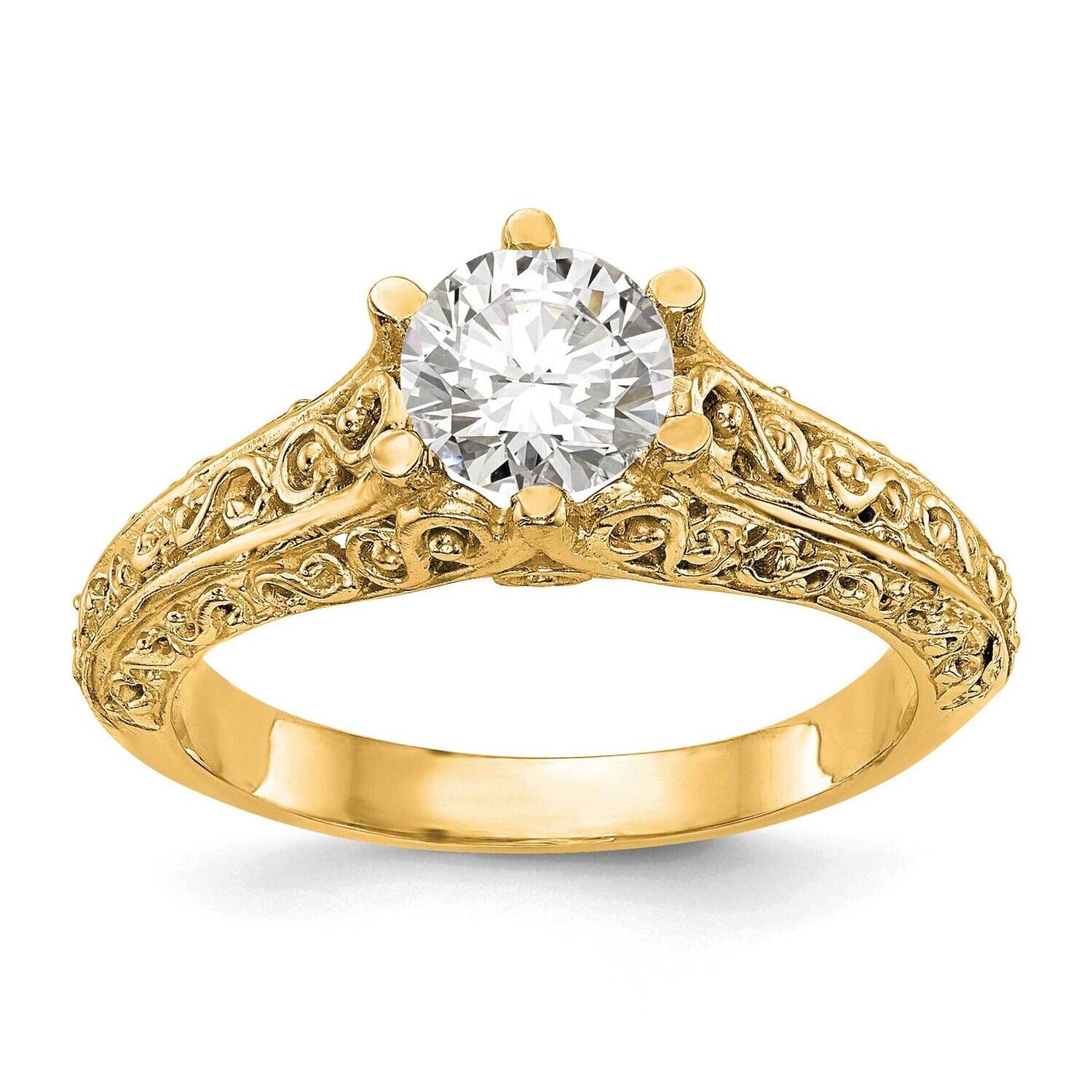 1.25 Carat 7.00 mm 6-Prong Vintage Round Solitaire Engagement Ring Mounting 14k Gold RM1947E-100-CY…