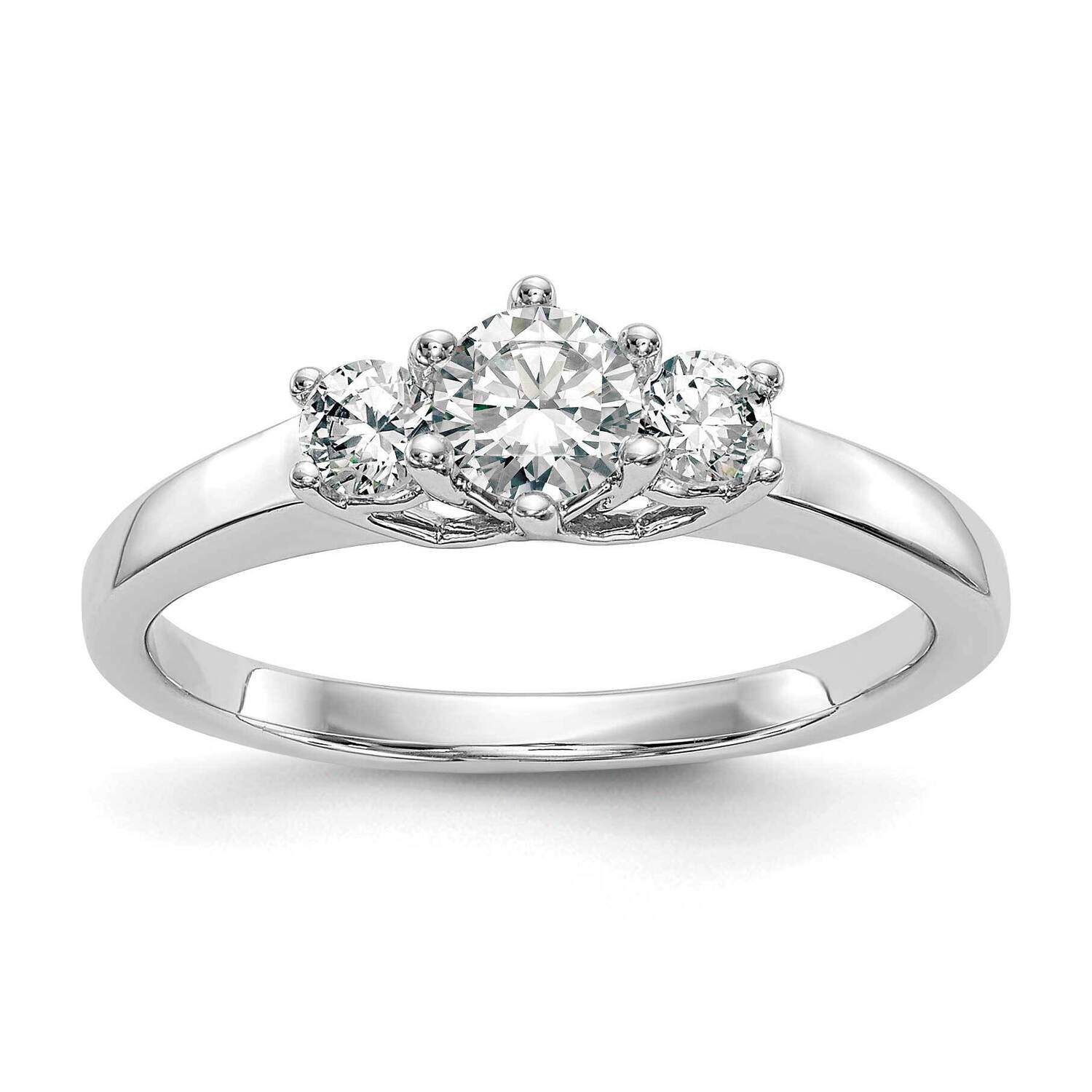 3-Stone Holds 3/8 Carat 4.6mm Round Center 2-3.1mm Round Sides Engagement Ring Mounting 14k White Gold RM2949E-038_020-CWAA