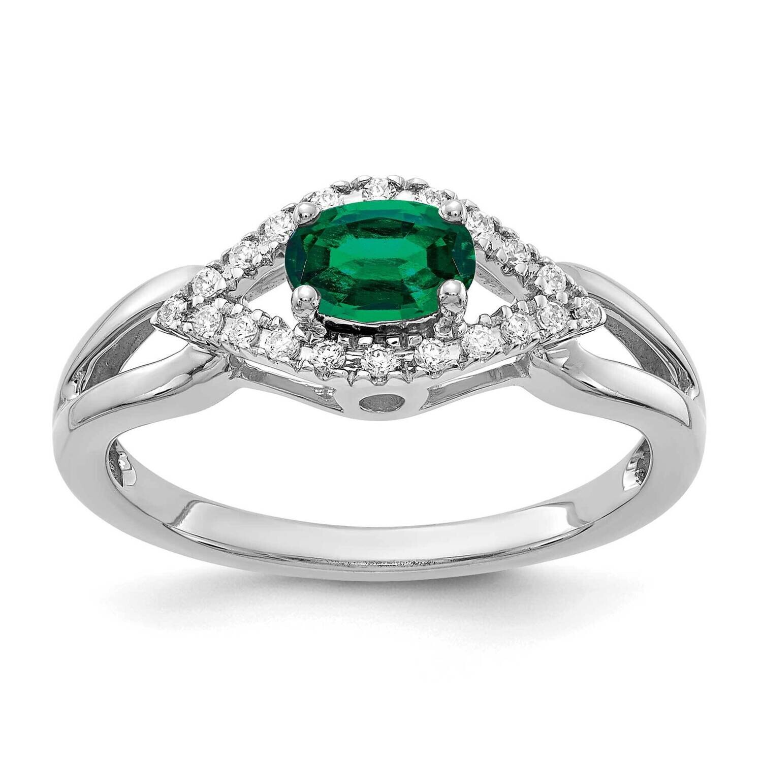 Diamond Created Emerald Ring 14k White Gold RM5760-CEM-013-WAA, MPN: RM5760-CEM-013-WAA, 8839579023…