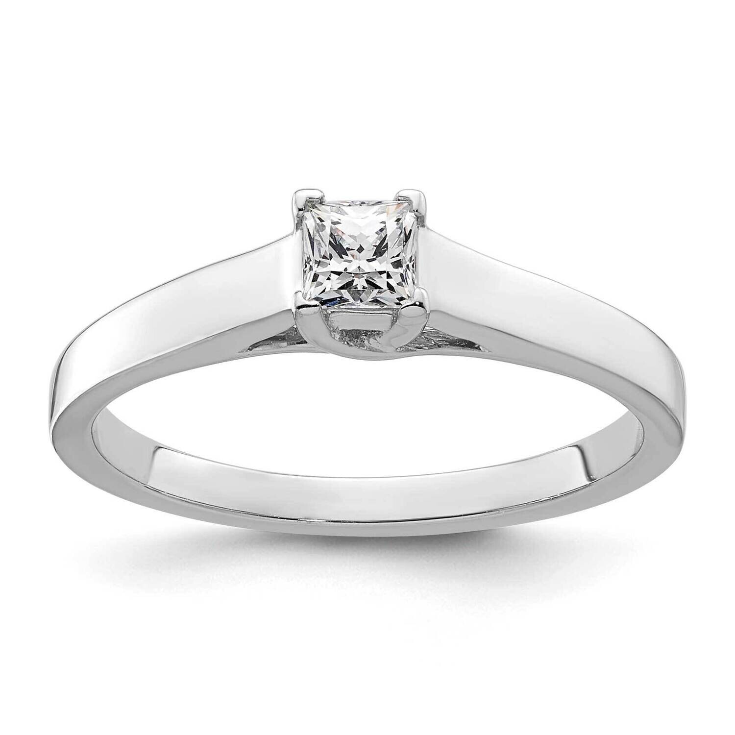 1/4 Carat 3.50mm V-End Square Princess Solitaire Engagement Ring Mounting 14k White Gold RM1959E-02…