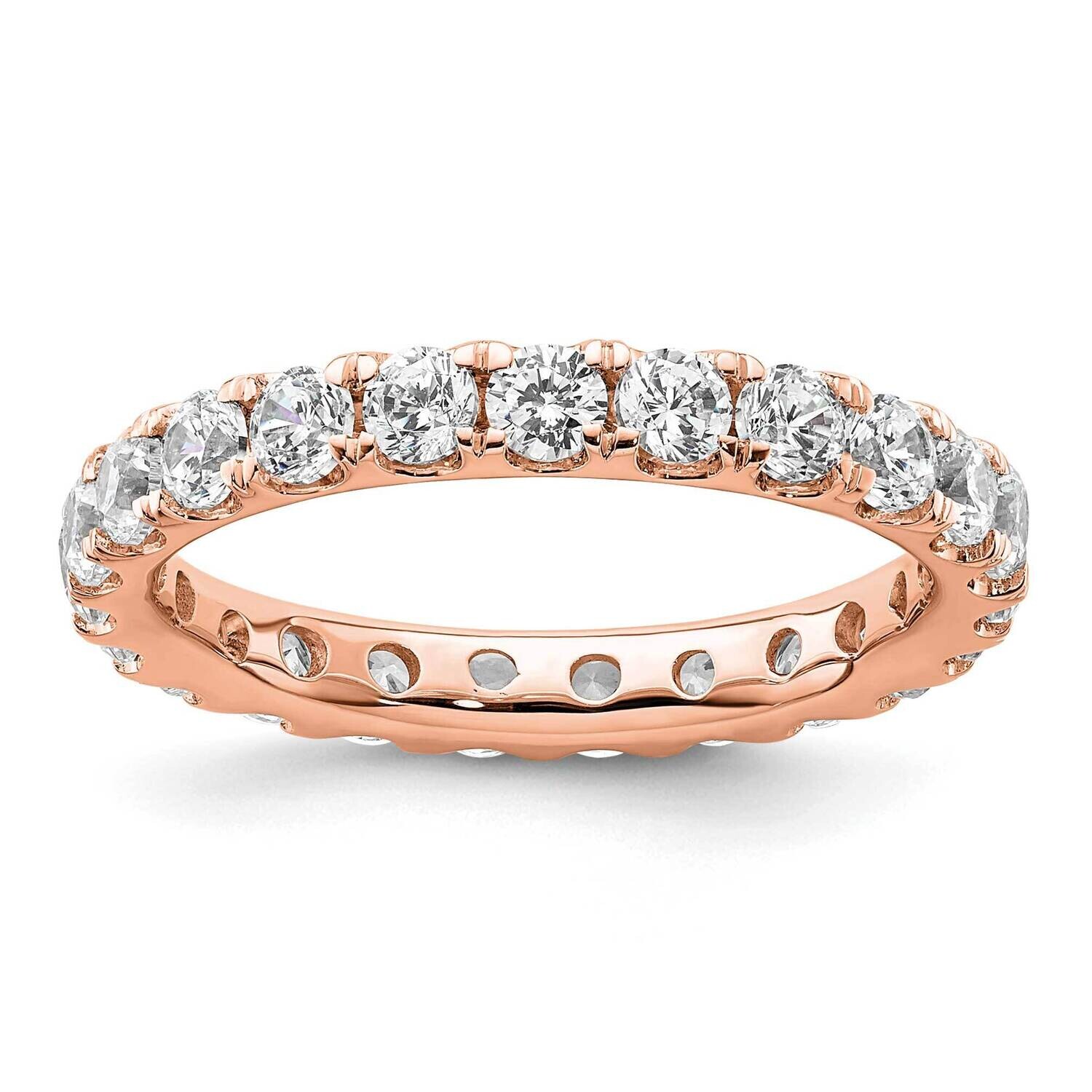 Polished U-Shared Prong 2 Carat Diamond Complete Eternity Band 14k Rose Gold ET0005-200-8R4, MPN: E…