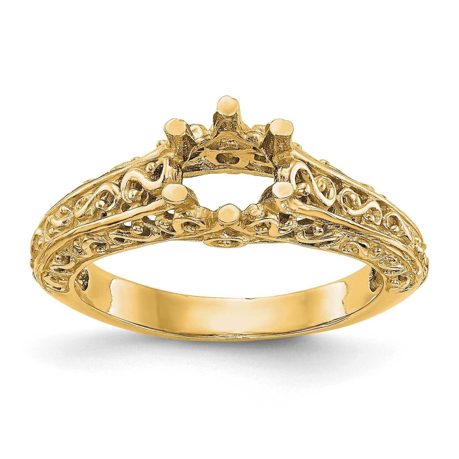 Round Solitaire Engagement Ring Mounting 14k Gold RM1947E-075-Y, MPN: RM1947E-075-Y,