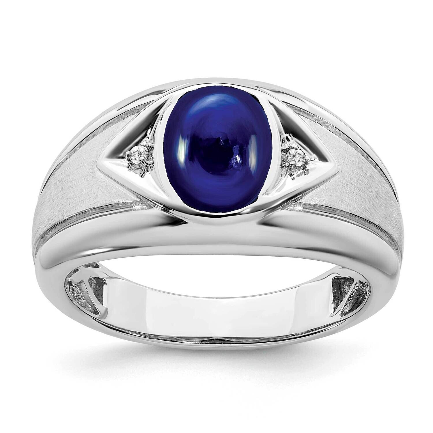 Created Sapphire Diamond Mens Ring 14k White Gold RM6659-CSA-002-WA, MPN: RM6659-CSA-002-WA, 196904…