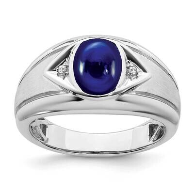Created Sapphire Diamond Mens Ring 14k White Gold RM6659-CSA-002-WA, MPN: RM6659-CSA-002-WA, 196904…
