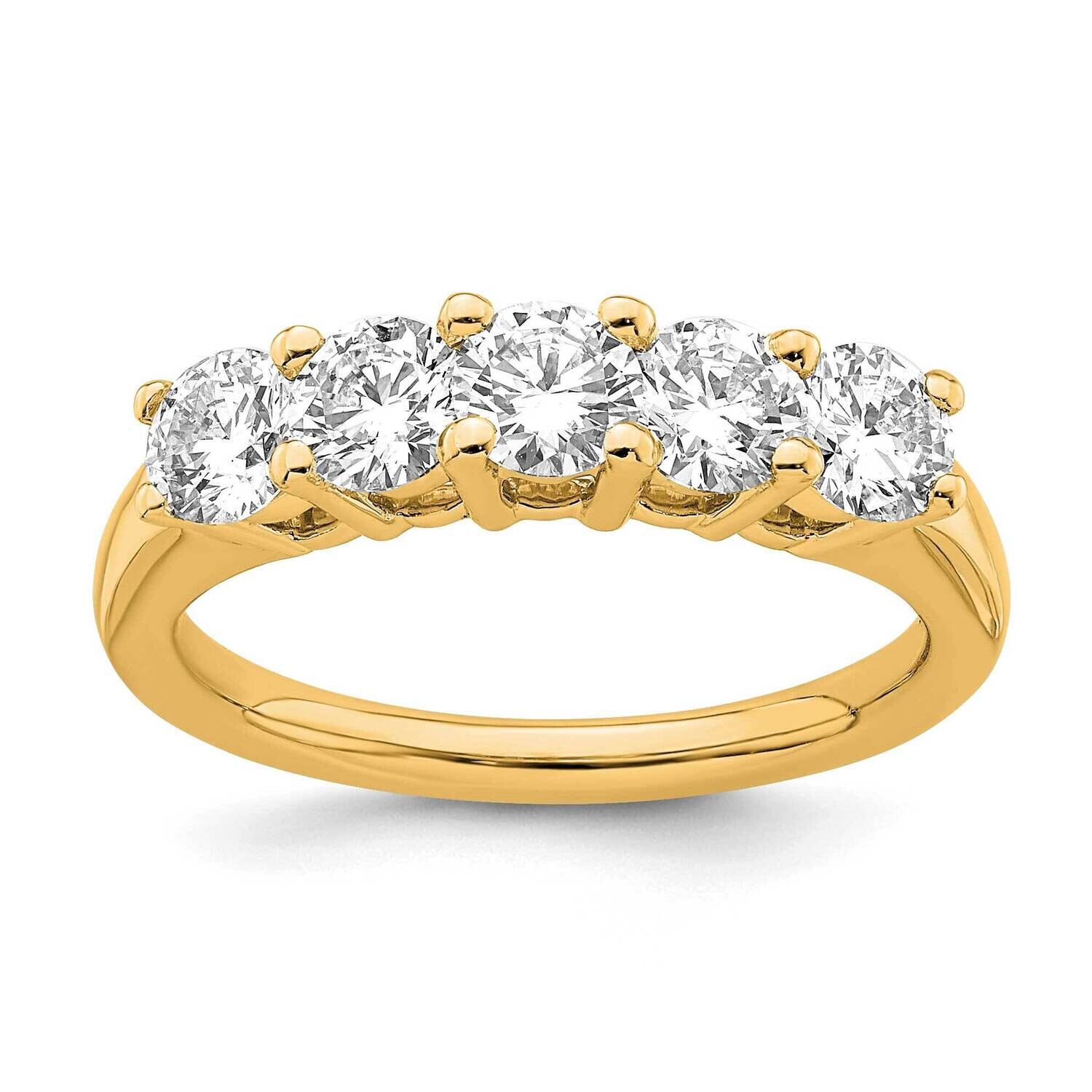 5-Stone Shared Prong Holds 5-4.3mm Round Diamond Band Ring Mounting 14k Gold RM3174B-150-YAA, MPN: …
