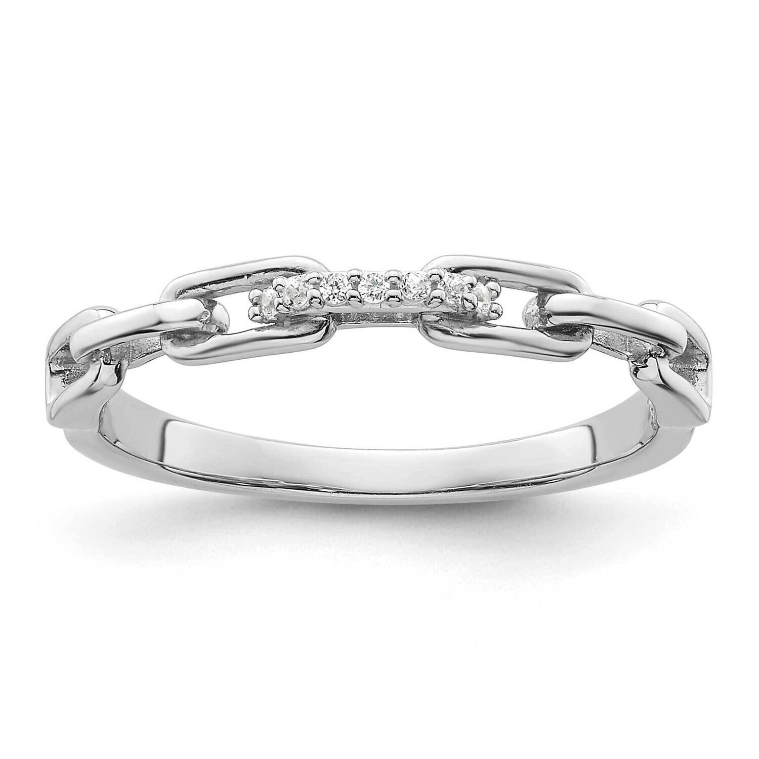 CZ Link Ring Sterling Silver Rhodium-Plated QR7520, MPN: QR7520,