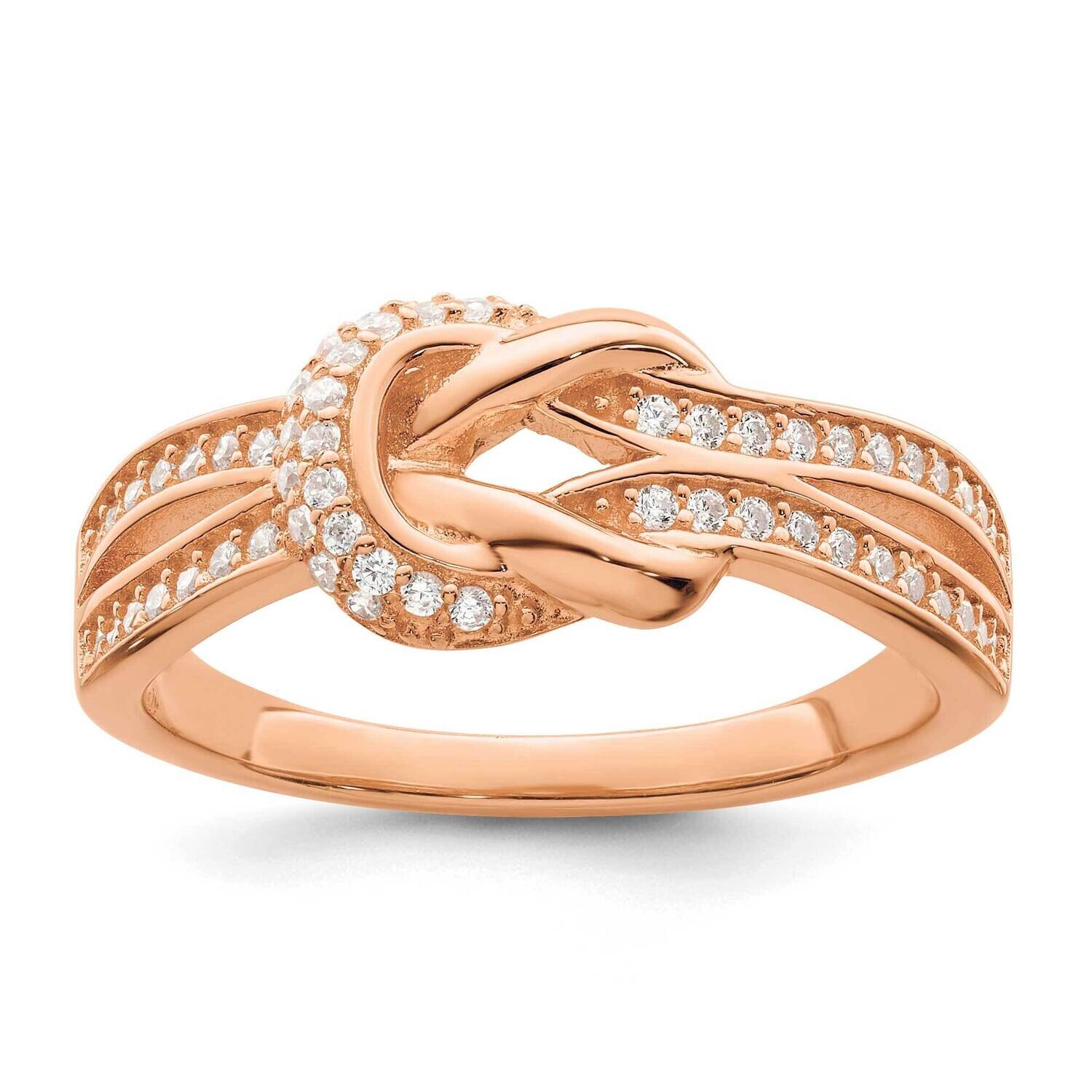 Rose-Tone CZ Knot Ring Sterling Silver Polished QR7272, MPN: QR7272,