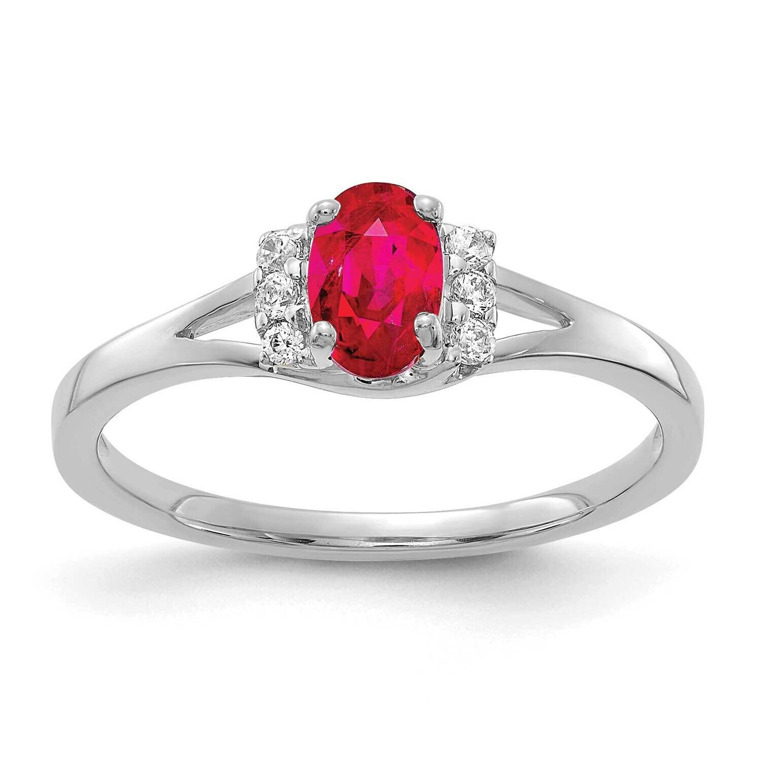 Diamond Oval Ruby Ring 10k White Gold RM5761-RU-007-1WA