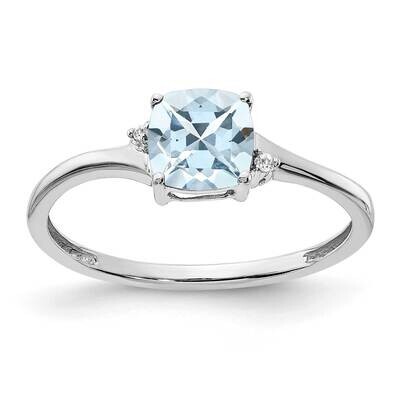 Aquamarine Diamond Ring Sterling Silver Rhodium-Plated RM7404-AQ-001-SSA, MPN: RM7404-AQ-001-SSA,