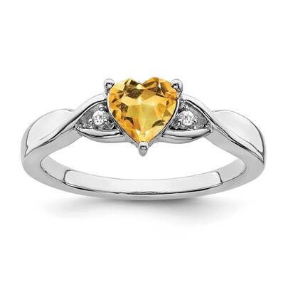 Citrine Diamond Ring Sterling Silver Rhodium-Plated RM7413-CI-002-SSA, MPN: RM7413-CI-002-SSA,