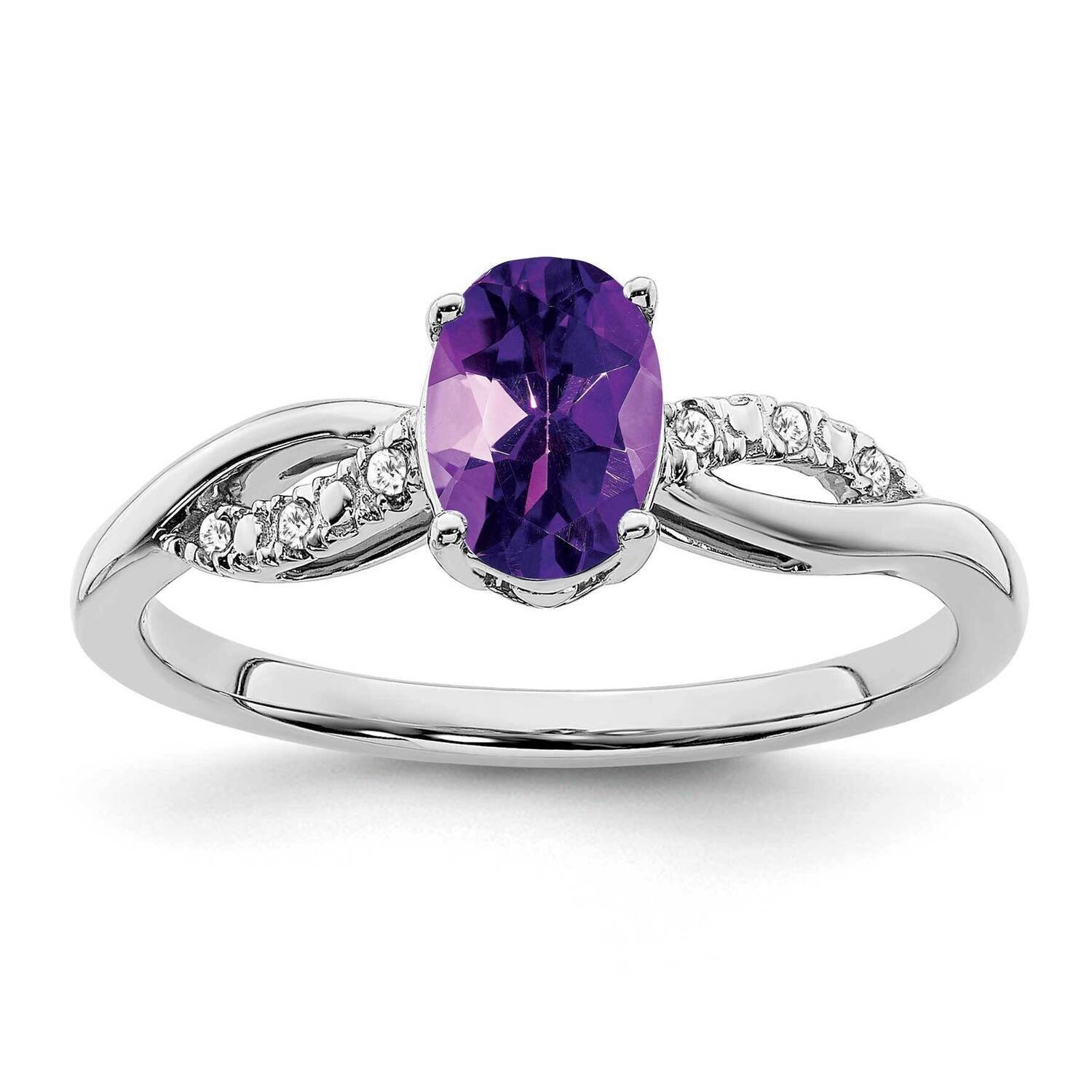 Oval Amethyst Diamond Ring 14k White Gold RM6146-AM-005-WA, MPN: RM6146-AM-005-WA, 191101814846