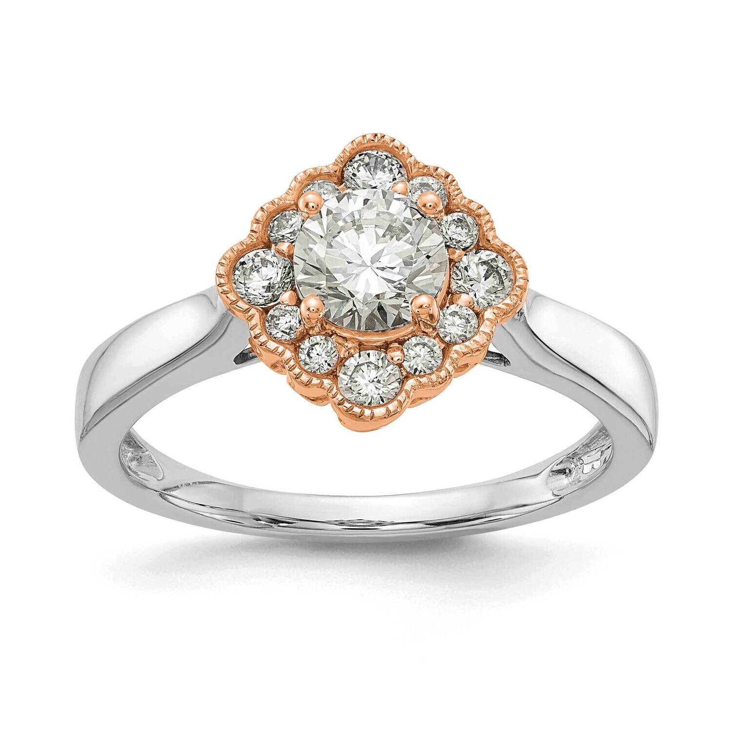 True Origin 1/4 Carat Diamond Vs/Si D E F Round Semi Mount Fancy Halo Engagement Ring 14k Two-Tone …