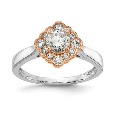 True Origin 1/4 Carat Diamond Vs/Si D E F Round Semi Mount Fancy Halo Engagement Ring 14k Two-Tone …