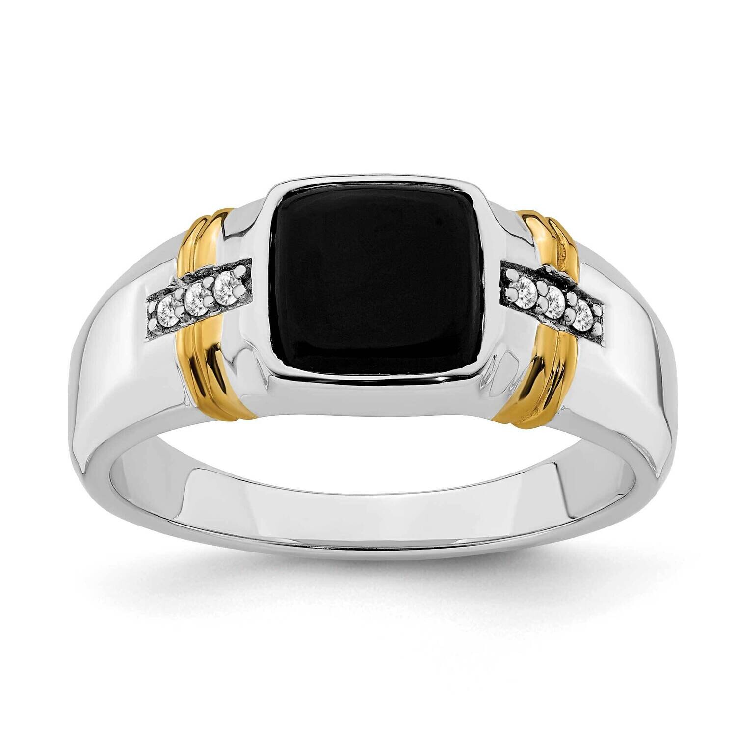 Onyx Diamond Mens Ring 14k Two-Tone Gold RM7314-OX-006-WYA, MPN: RM7314-OX-006-WYA, 196904095119