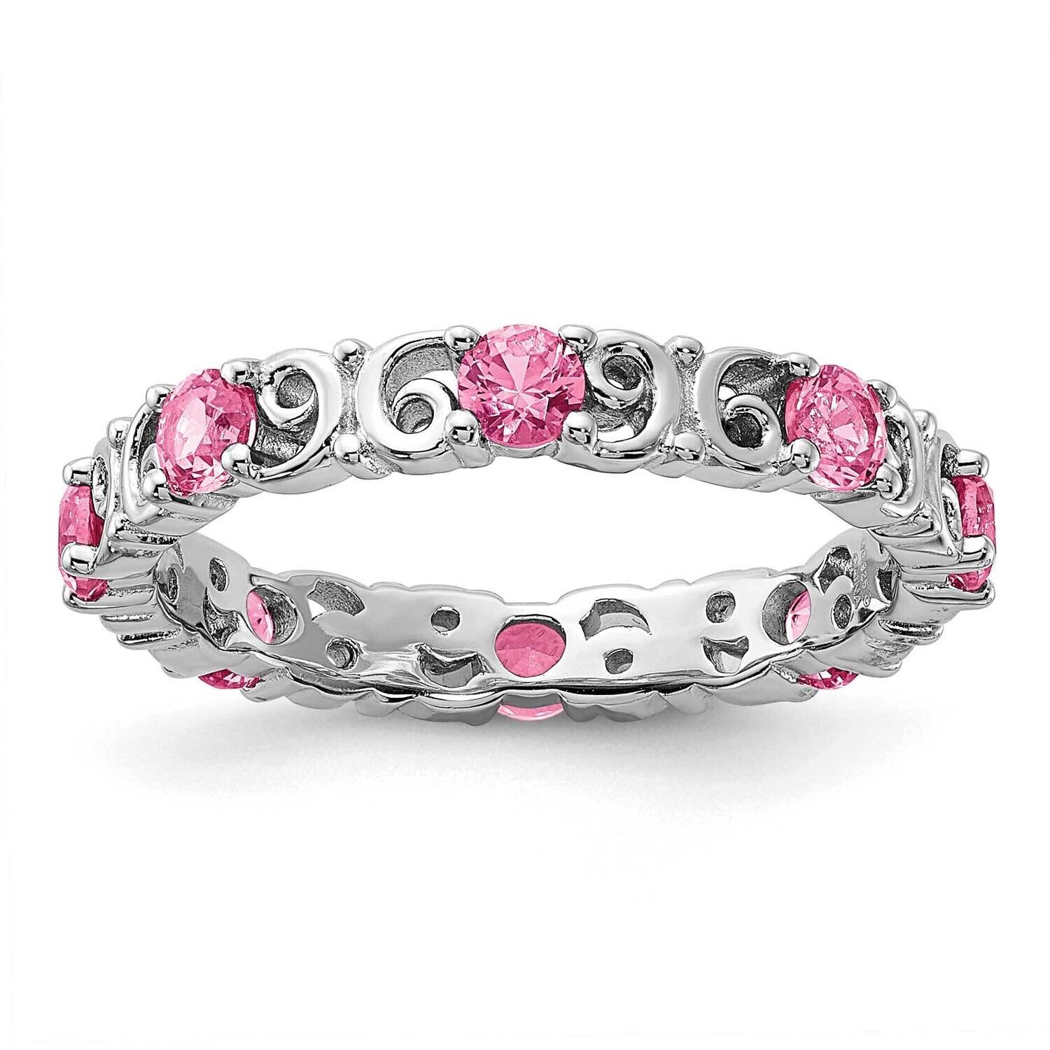 Stackable Expressions Created Pink Sapphire Ring Sterling Silver QSK1222, MPN: QSK1222,