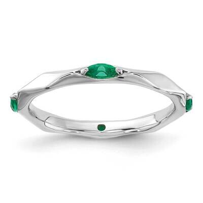 Stackable Expressions Rhodium-Plated Created Emerald Ring Sterling Silver QSK2232, MPN: QSK2232, 88…