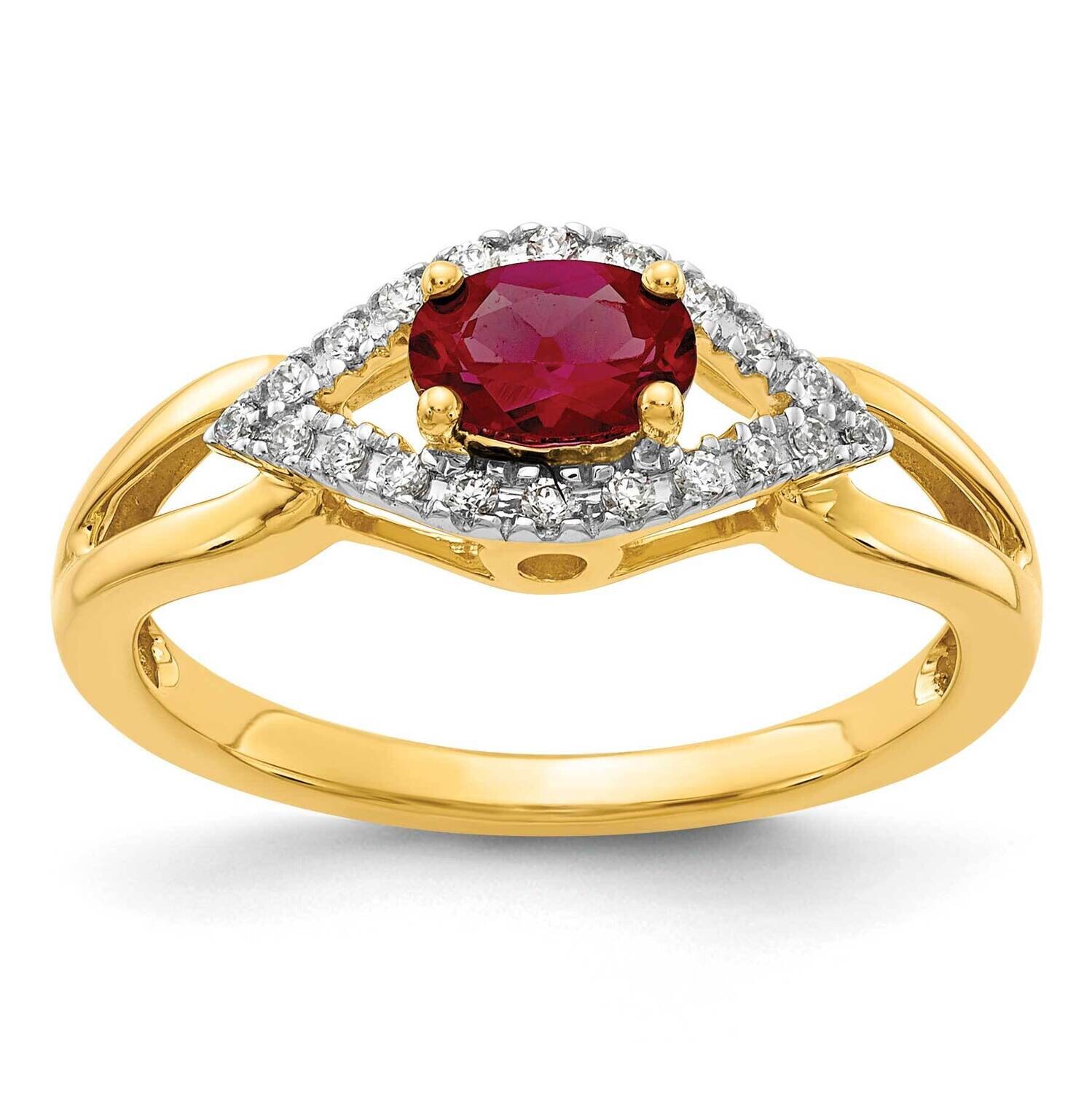 Diamond Created Ruby Ring 14k Gold RM5760-CRU-013-YAA