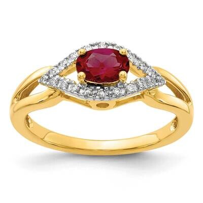 Diamond Created Ruby Ring 14k Gold RM5760-CRU-013-YAA, MPN: RM5760-CRU-013-YAA, 883957902661