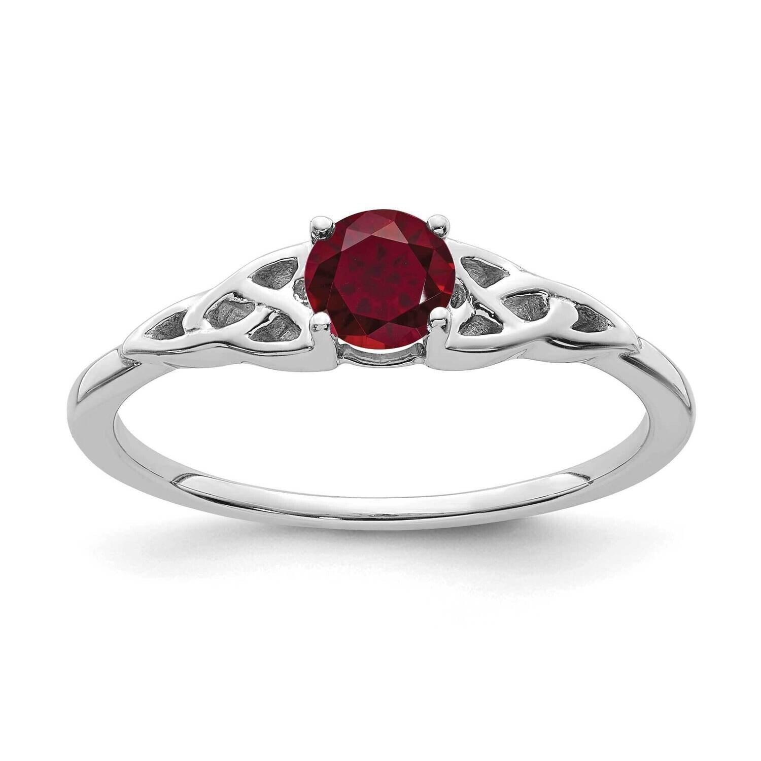 Created Ruby Celtic Knot Ring 14k White Gold RM7396-CRU-W, MPN: RM7396-CRU-W,